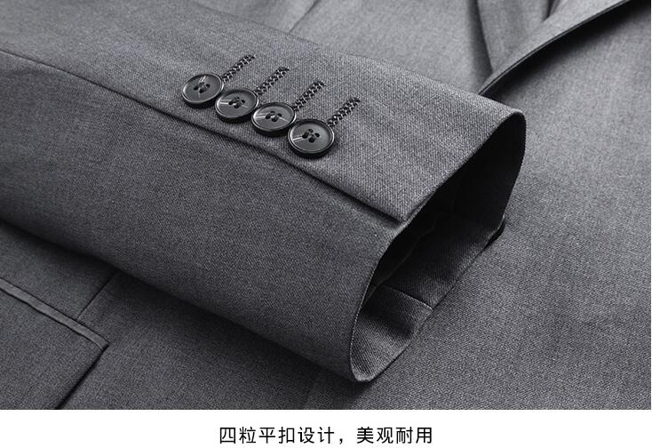 酒店经理男士两粒扣灰色工服袖扣细节工艺图