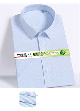 订制条纹蓝色短袖男士衬衫竹纤维面料MZN-NC44