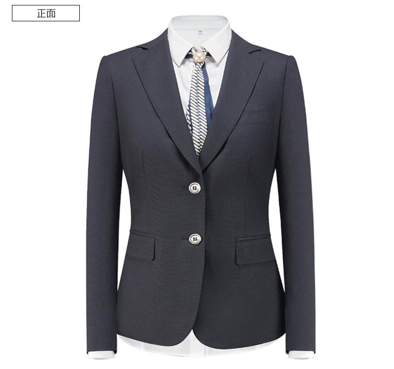女士修身黑色两粒扣工服定做正面款式图