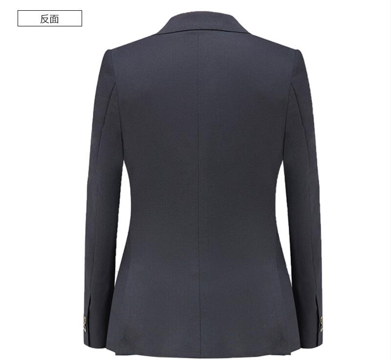 女士修身黑色两粒扣工服定做背面款式图