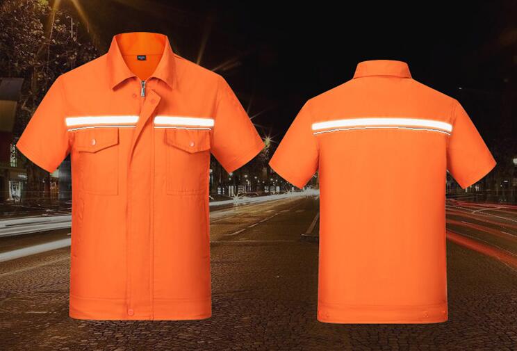 夏季环卫工人橙色带反光条工作服定制MZN-G04款